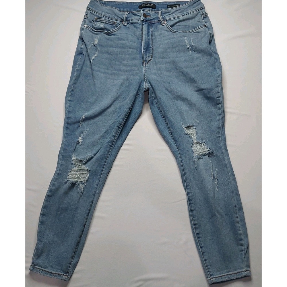 Judy Blue Women Jeans 18W Light Distressed Denim JB88426 Control Top Skinny Slim